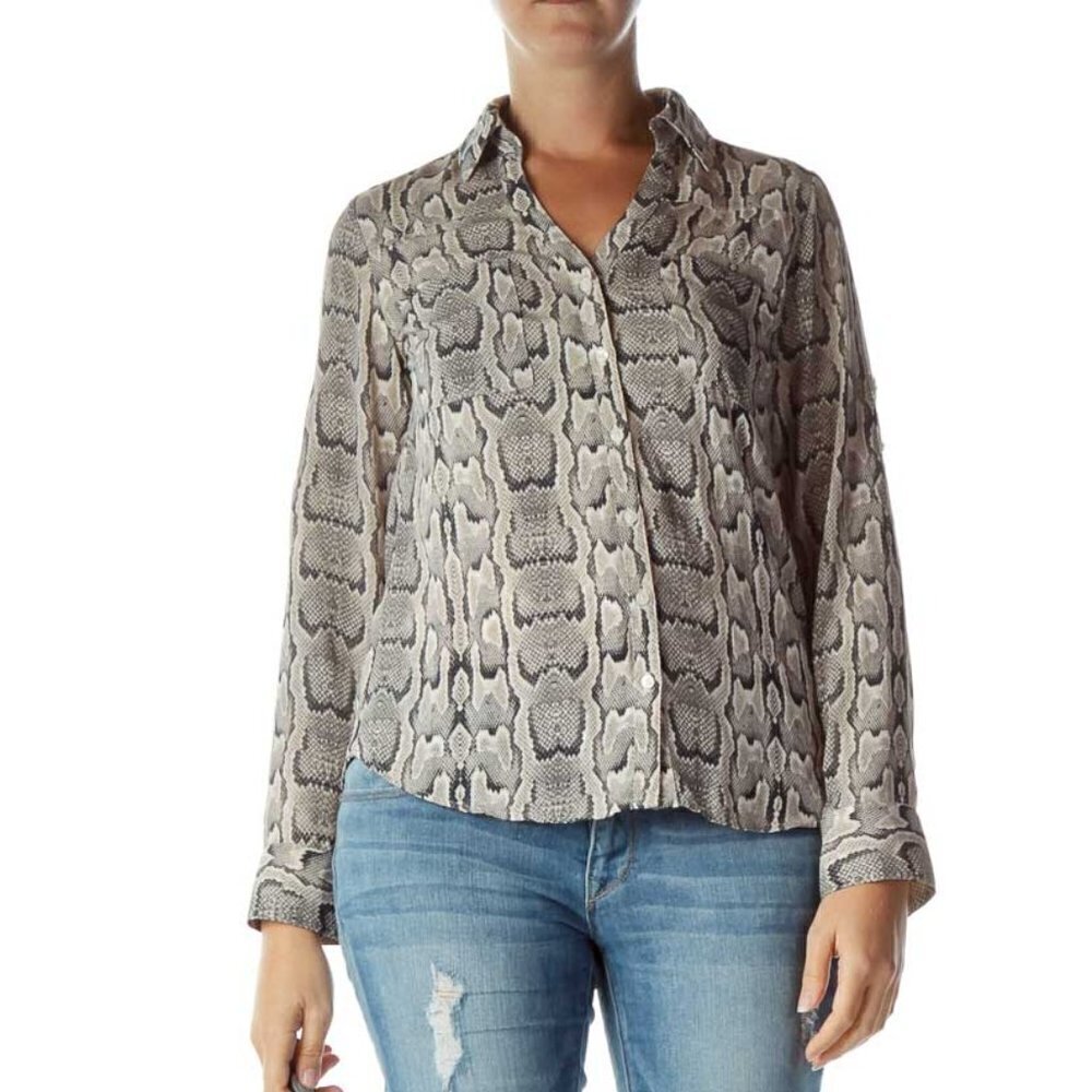 Express Gray Black Snakeskin Print Shirt